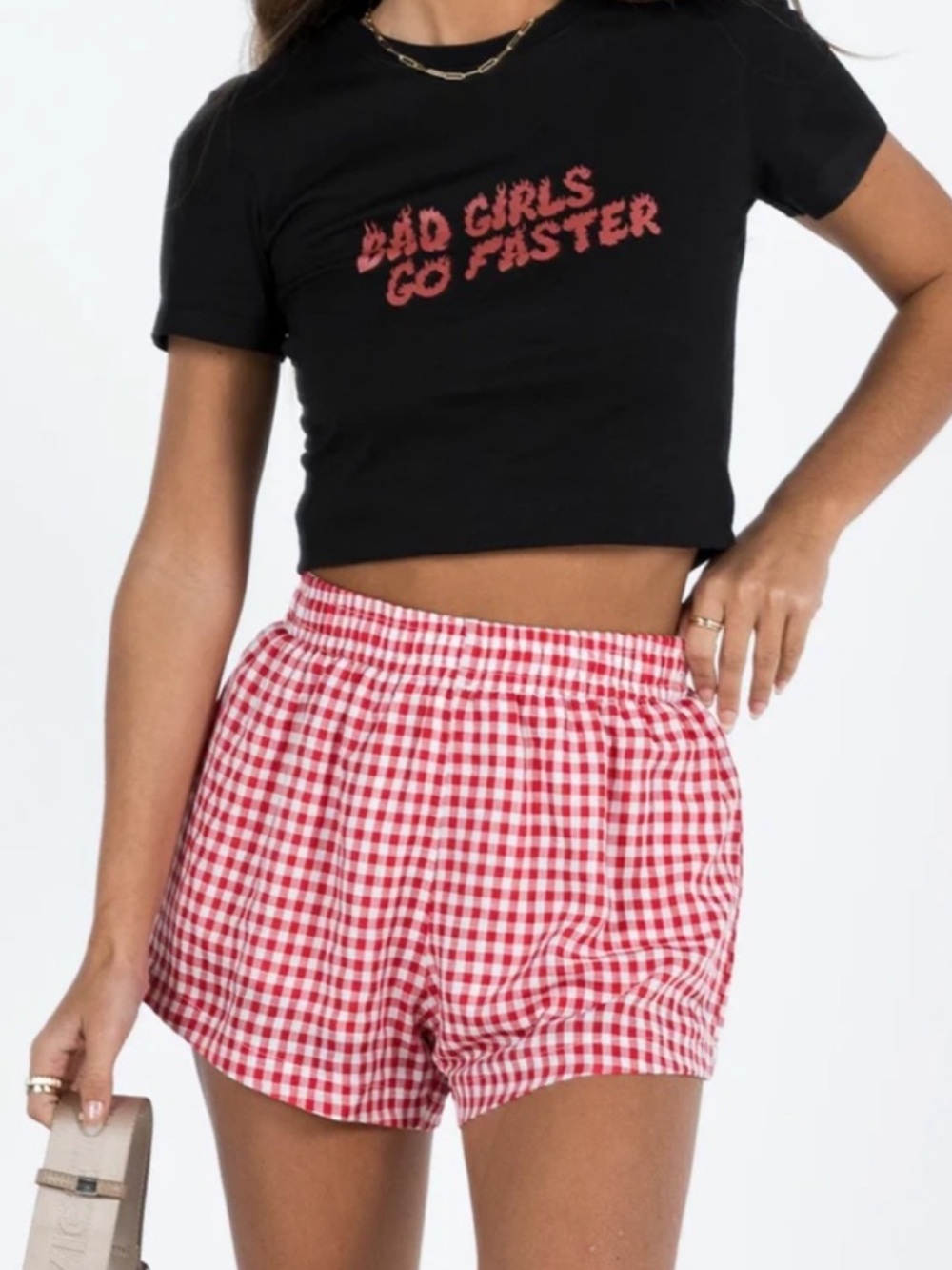Princess Polly Red Gingham Beach House Shorts